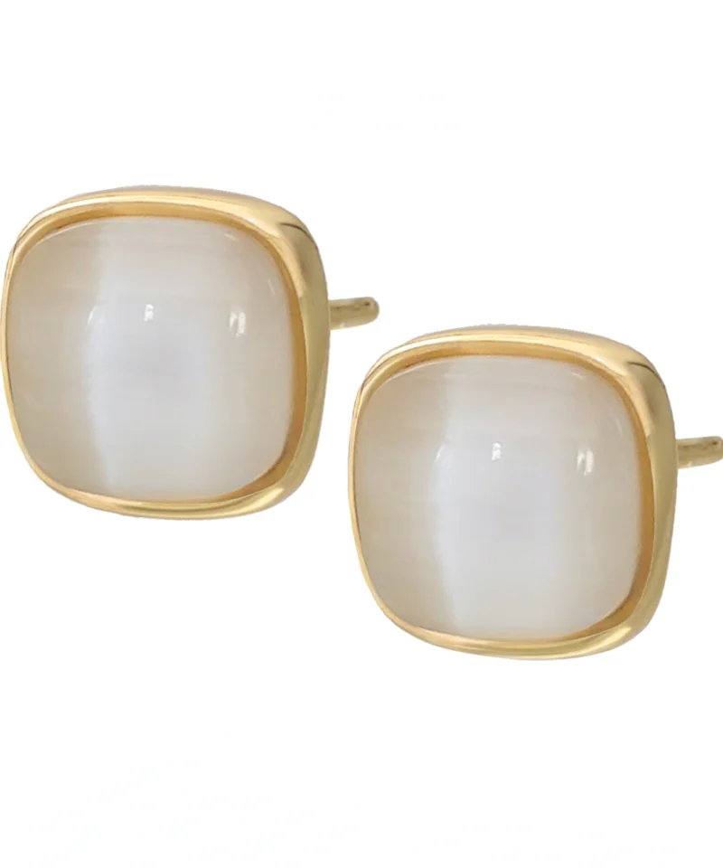 Kolczyki kocie oko - srebro pozłacane