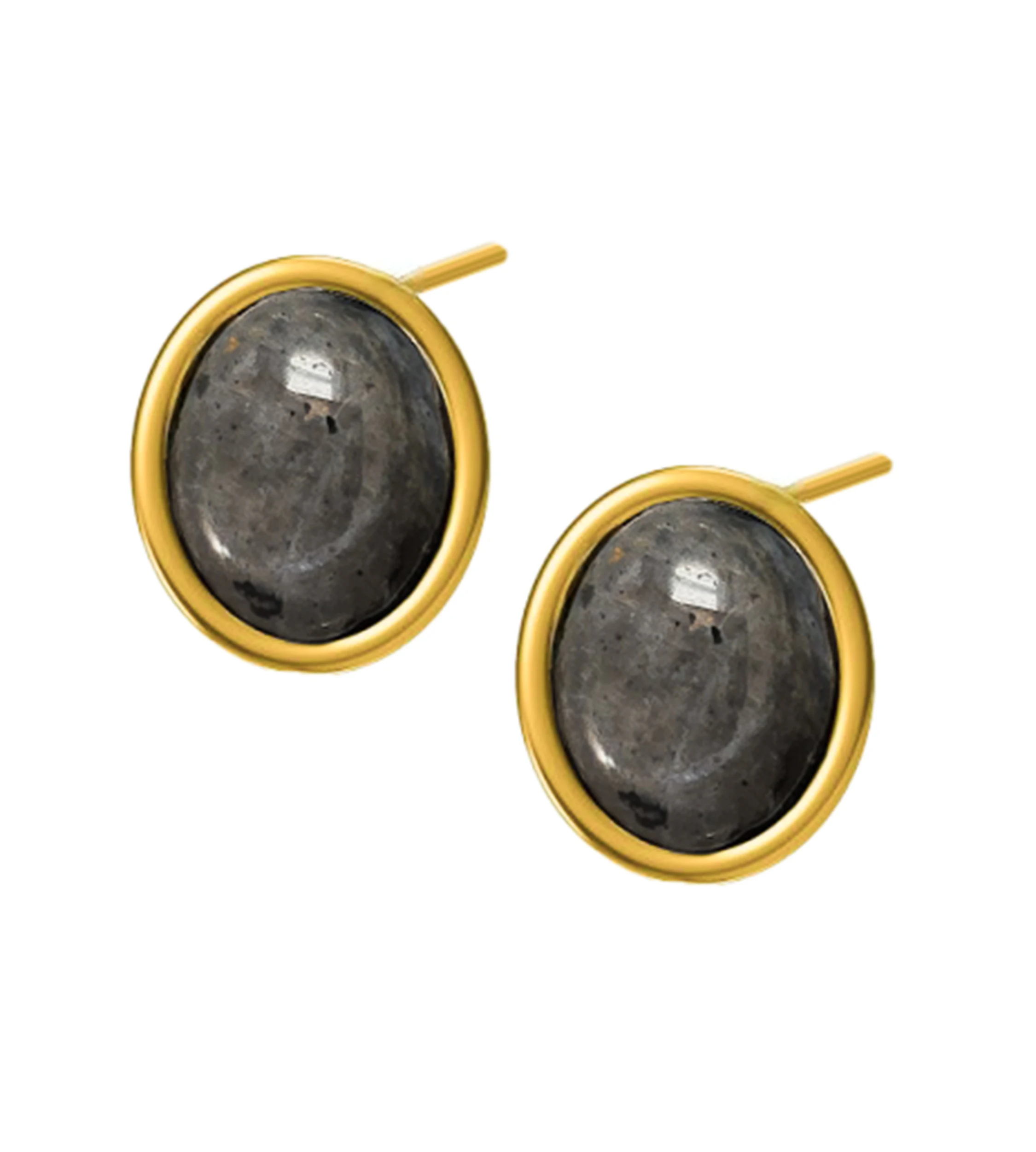 Kolczyki z czarnym kamieniem srebrne pozłacane