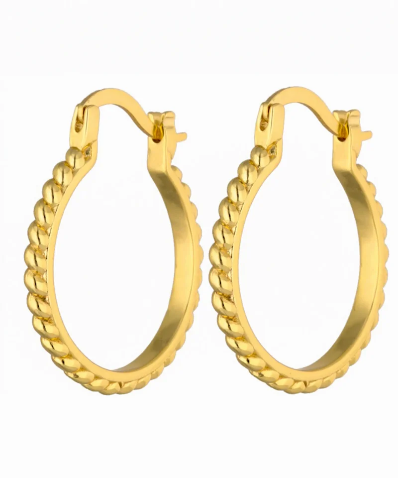 Kolczyki koła plecione srebro pozłacane