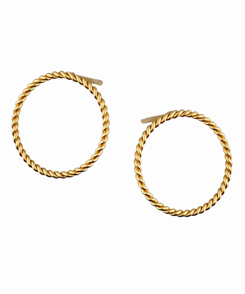 Kolczyki skręcone koła srebrne pozłacane