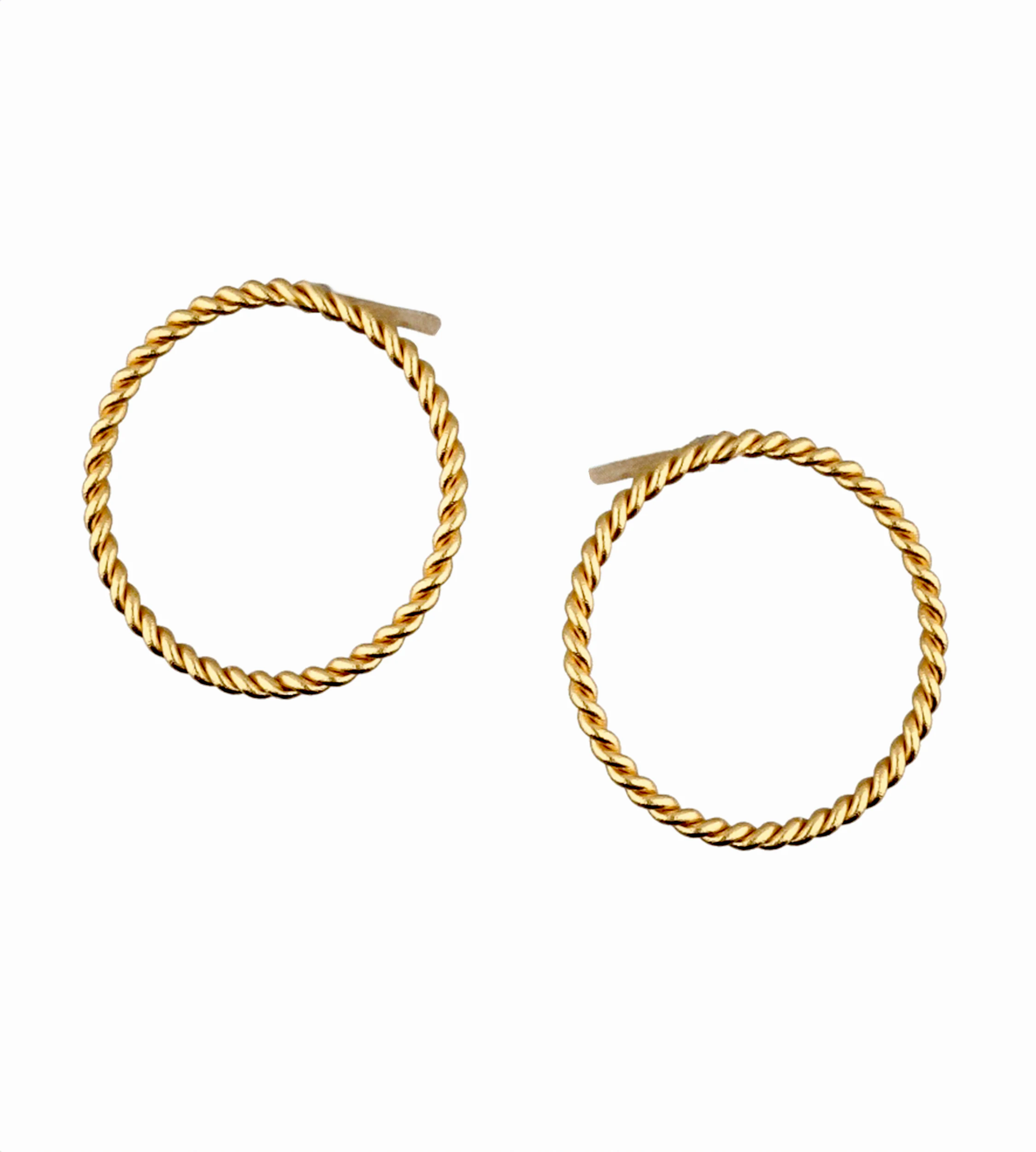 Kolczyki skręcone koła srebrne pozłacane