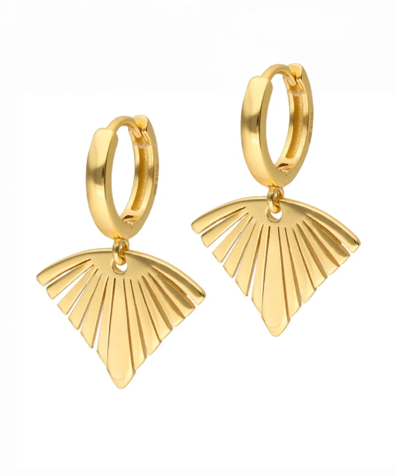 Kolczyki art deco wachlarze srebrne pozłacane