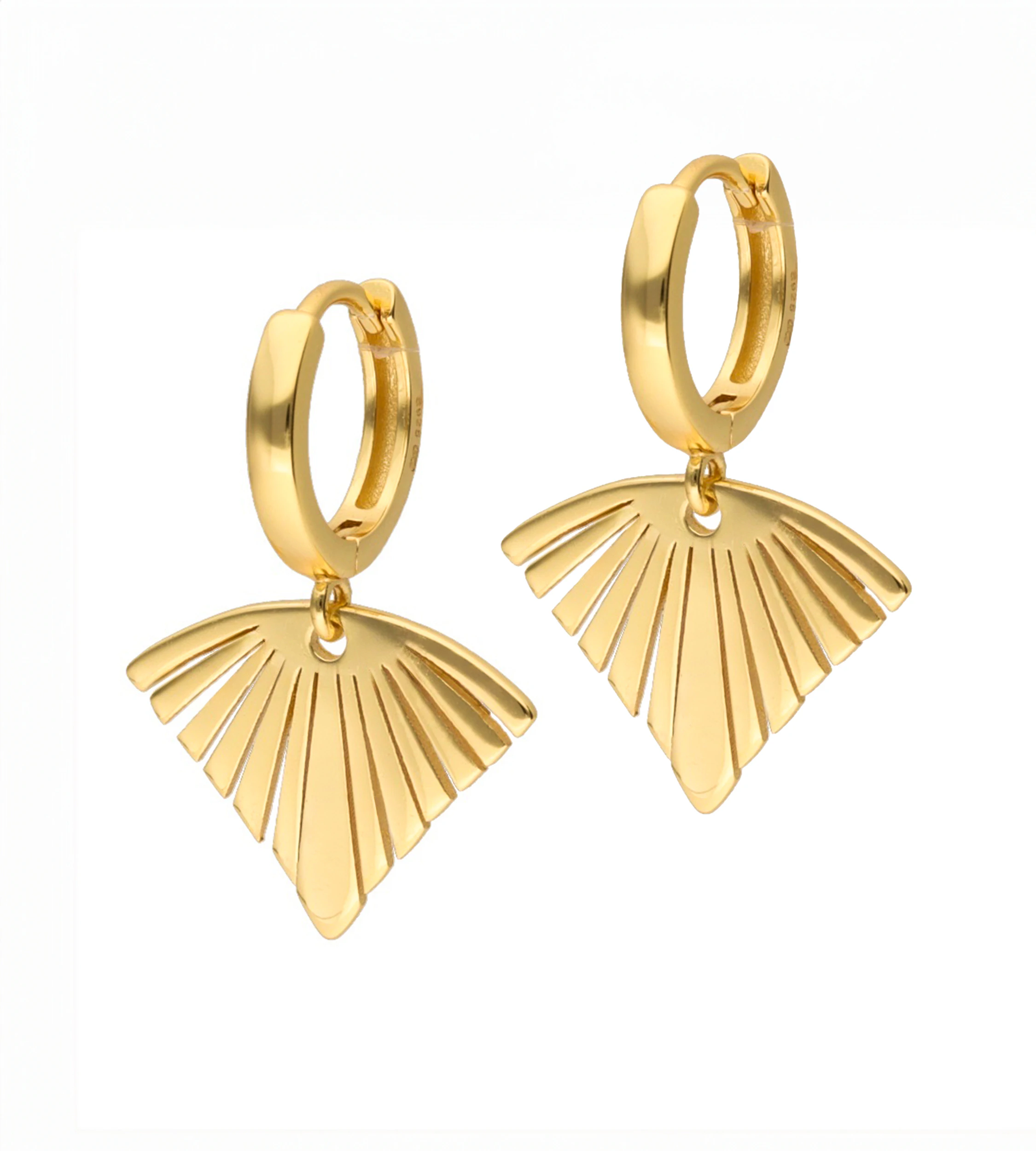 Kolczyki art deco wachlarze srebrne pozłacane