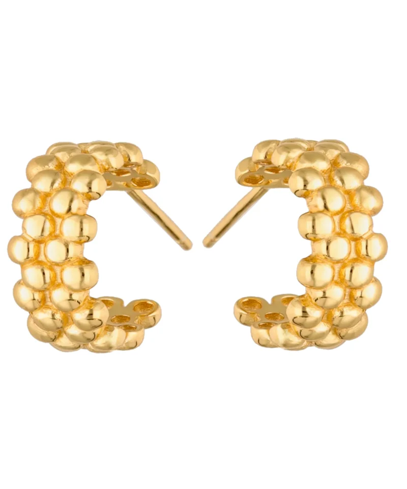 Kolczyki półkola kulkowane srebro pozłacane