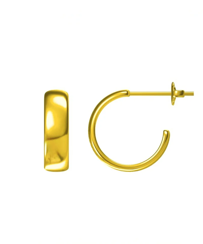 Kolczyki półkola srebro pozłacane płaskie