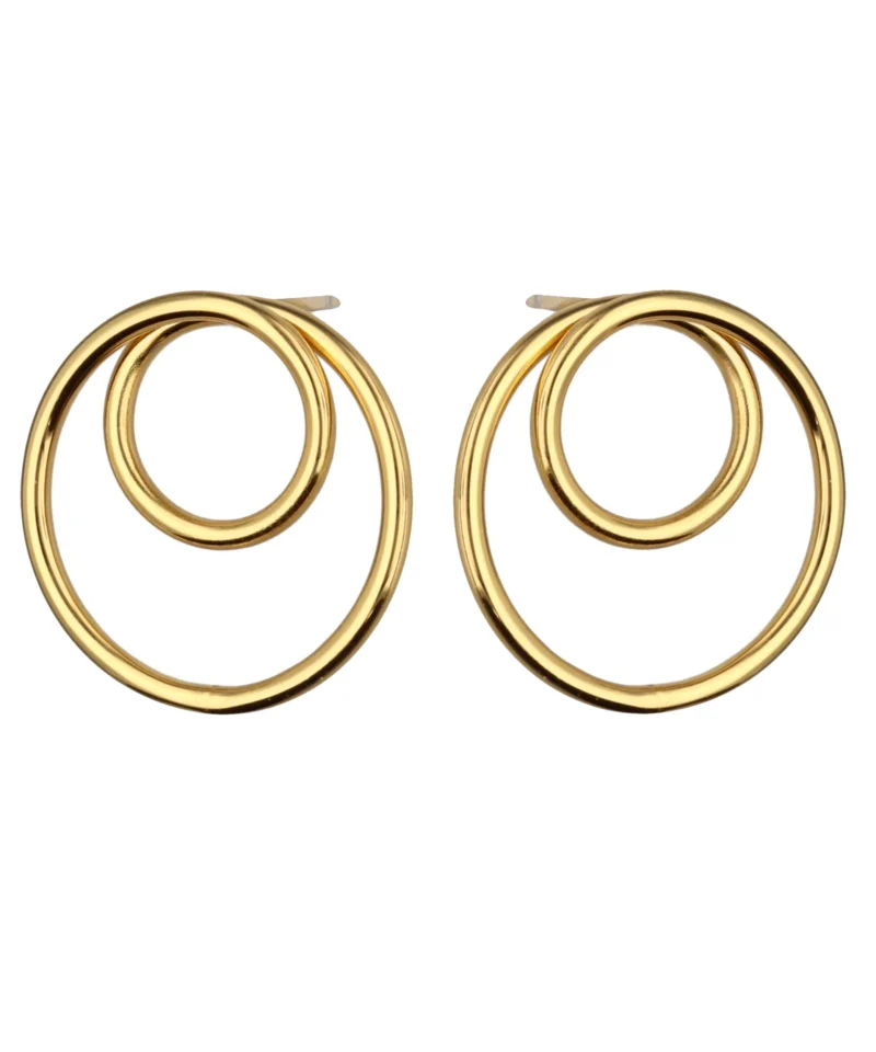 Kolczyki dwa koła srebro pozłacane