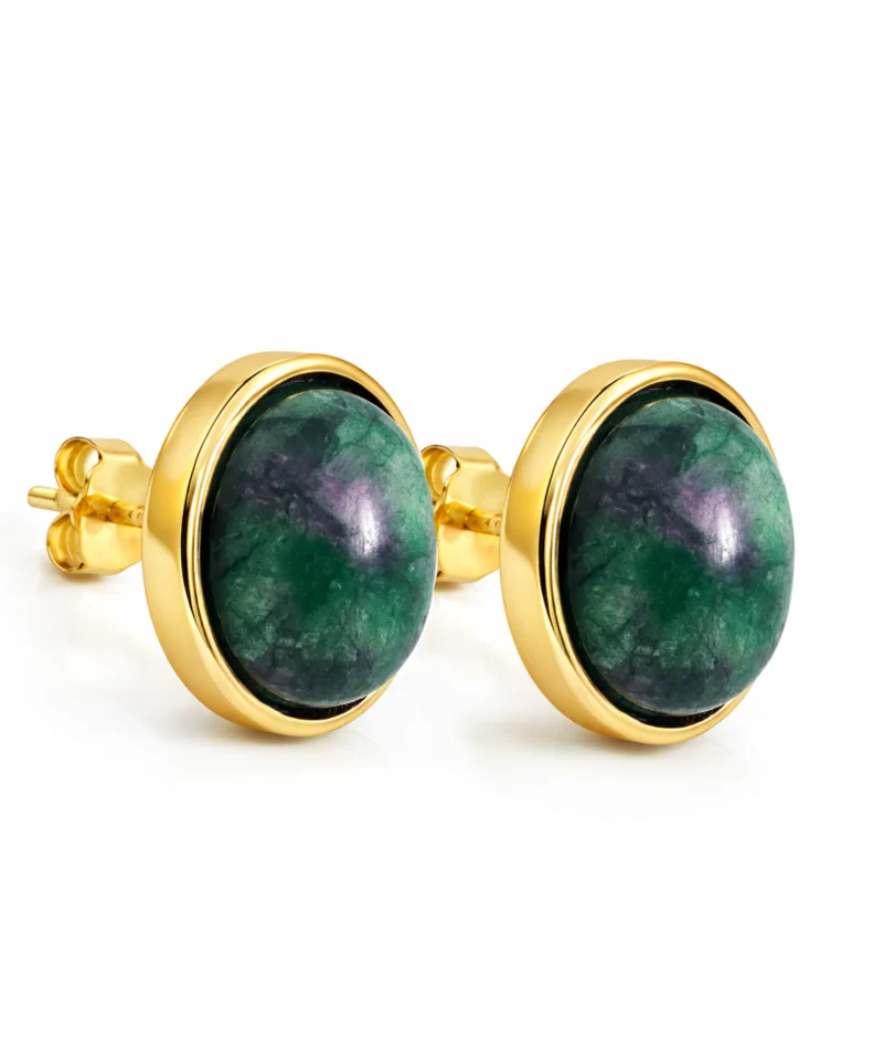 Kolczyki z zielonym kamieniem srebro pozłacane