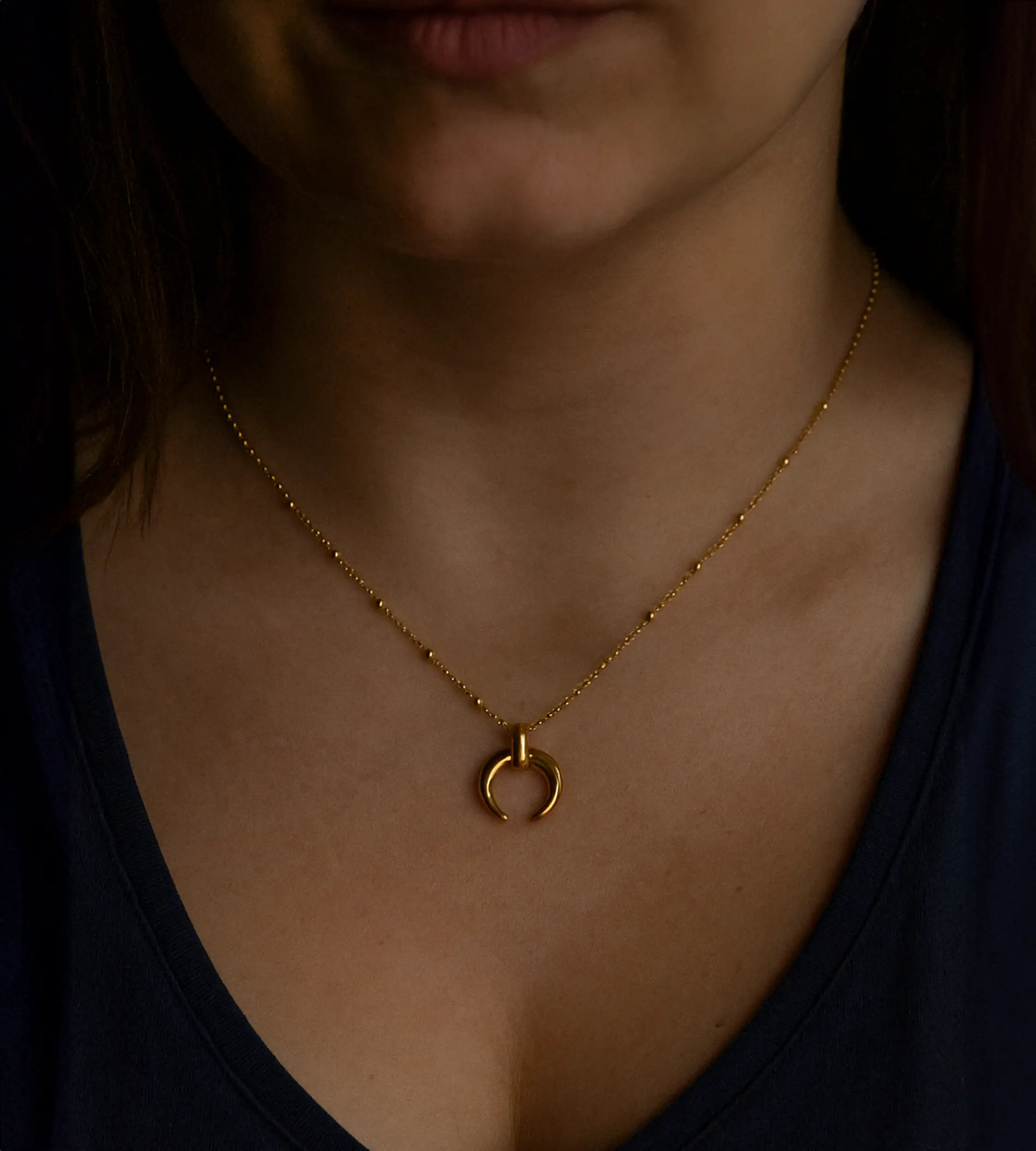 Naszyjnik księżyc srebrny pozłacany