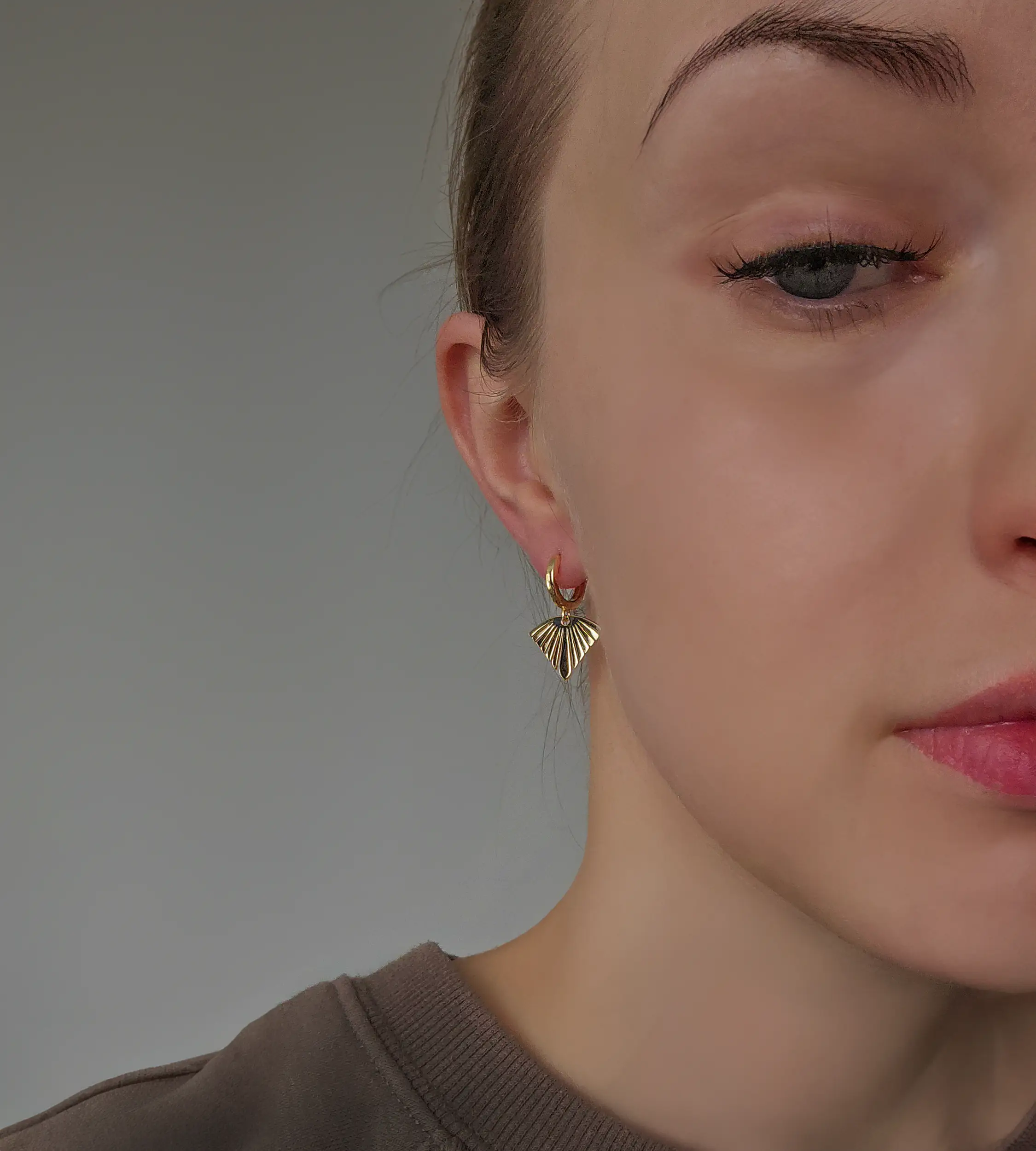 Kolczyki art deco wachlarze srebrne pozłacane