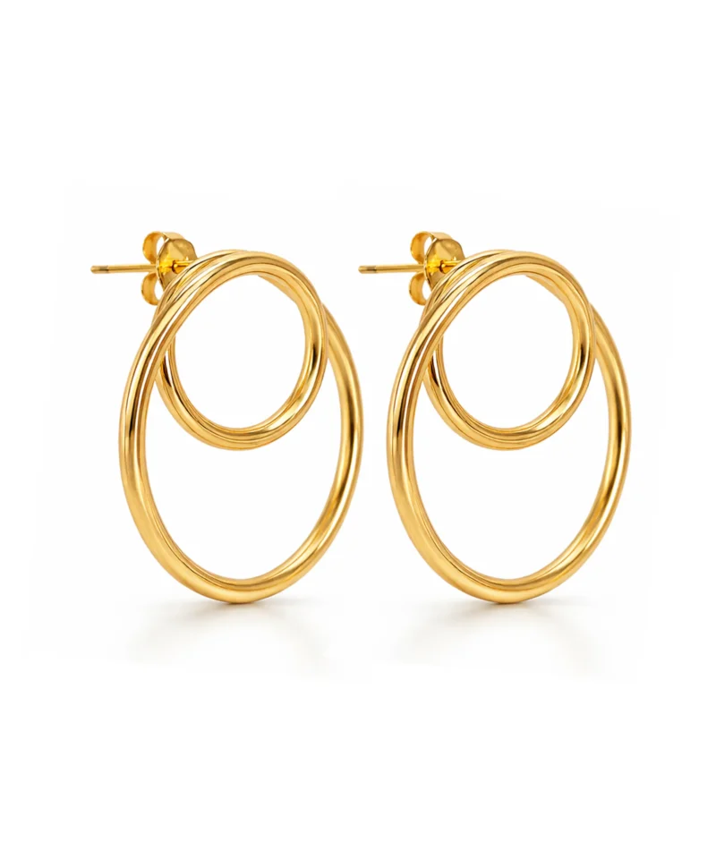 Kolczyki dwa koła srebro pozłacane