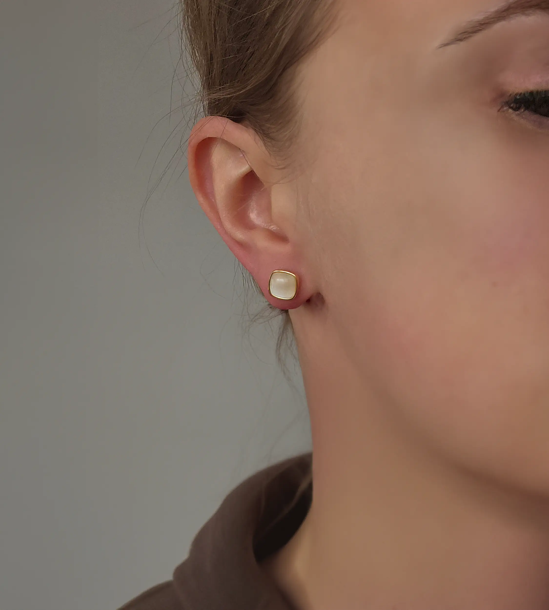 Kolczyki kocie oko - srebro pozłacane