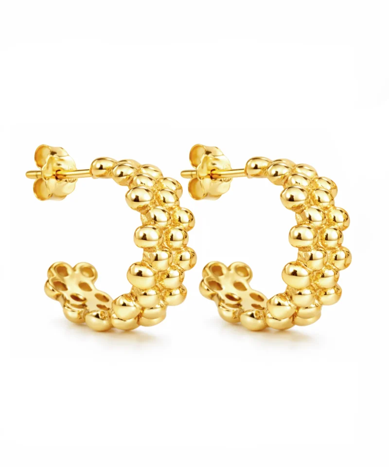 Pozłacane kolczyki półokrągłe bąbelki