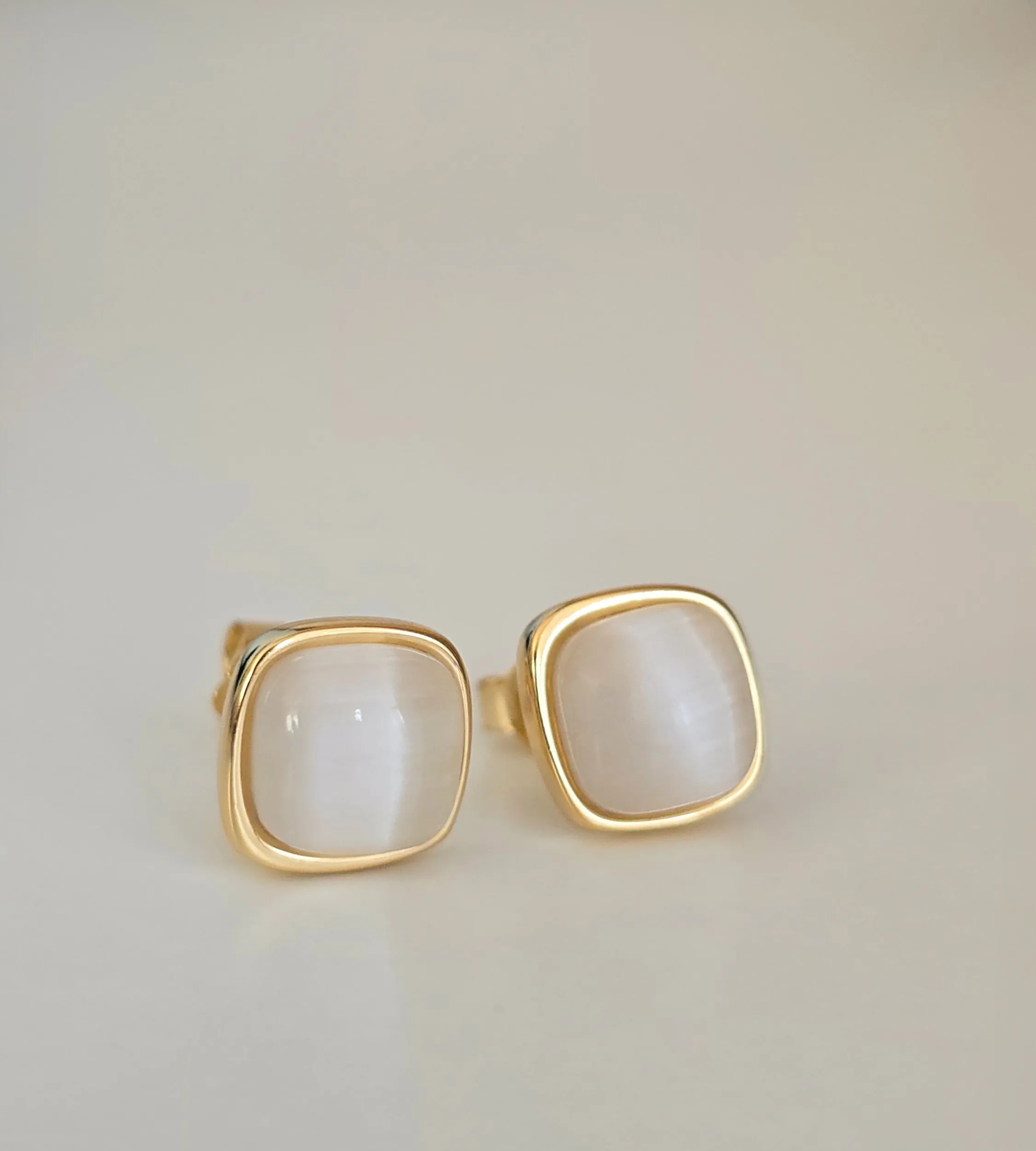 Kolczyki kocie oko - srebro pozłacane