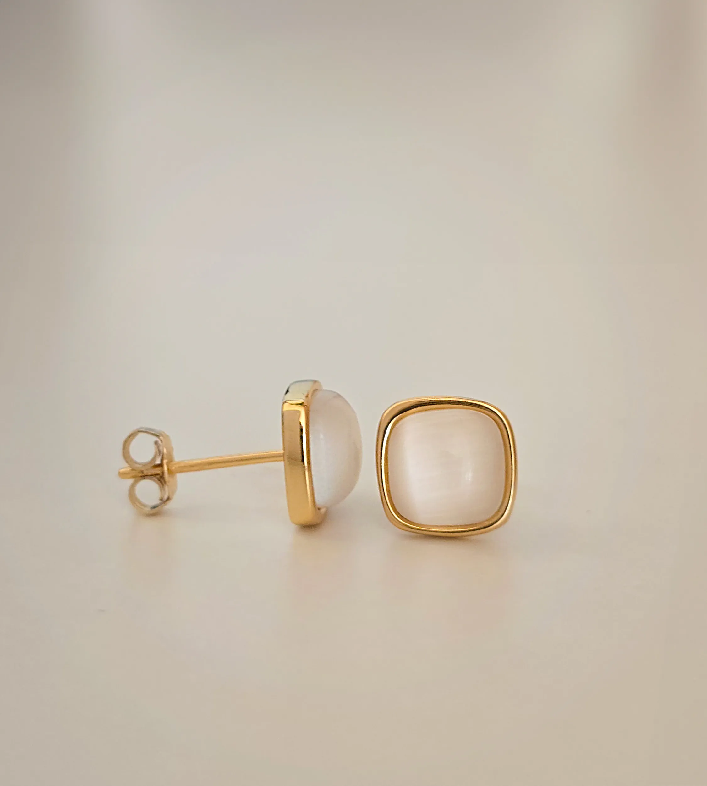 Kolczyki kocie oko - srebro pozłacane