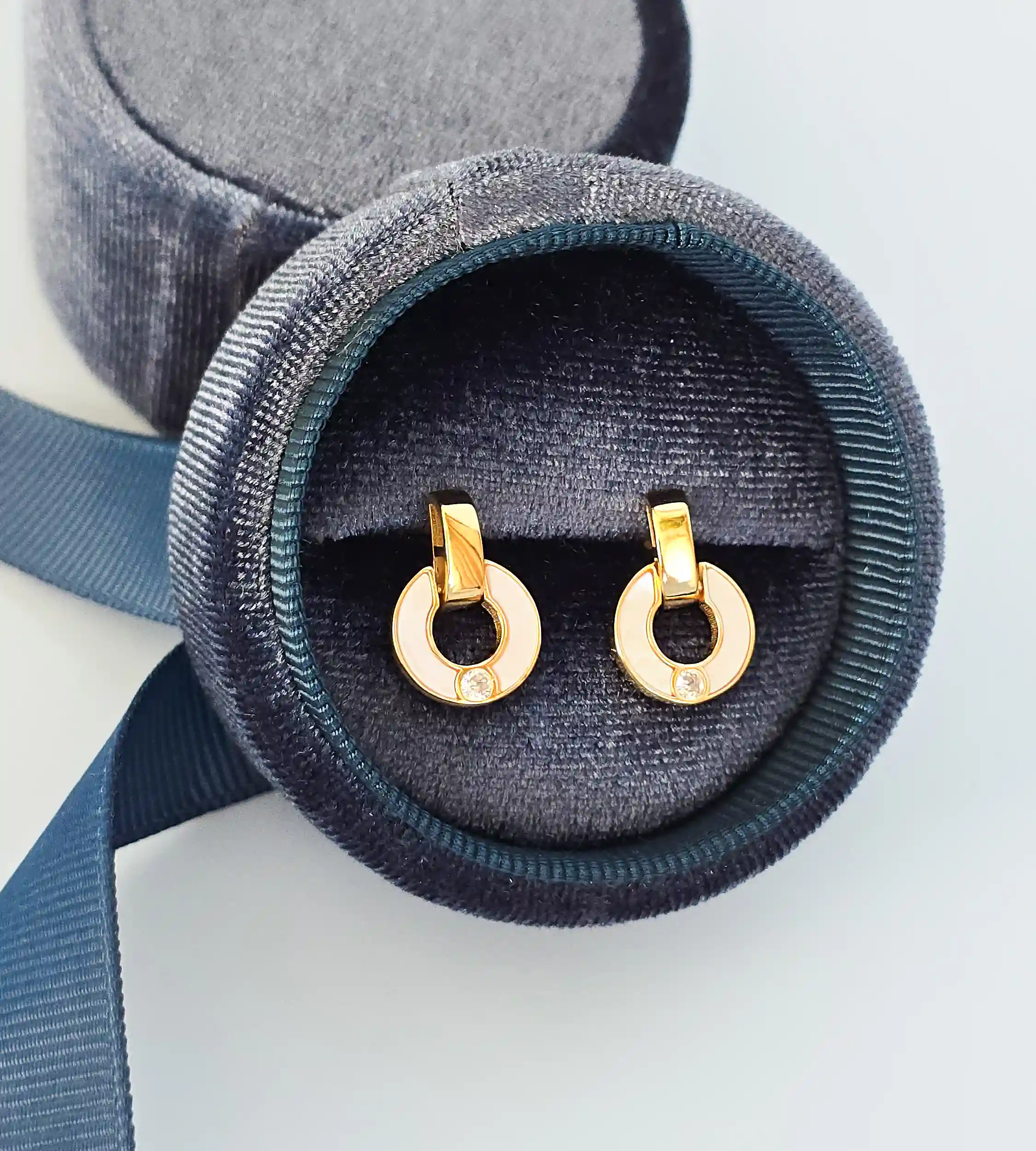 Kolczyki masa perłowa srebrne pozłacane