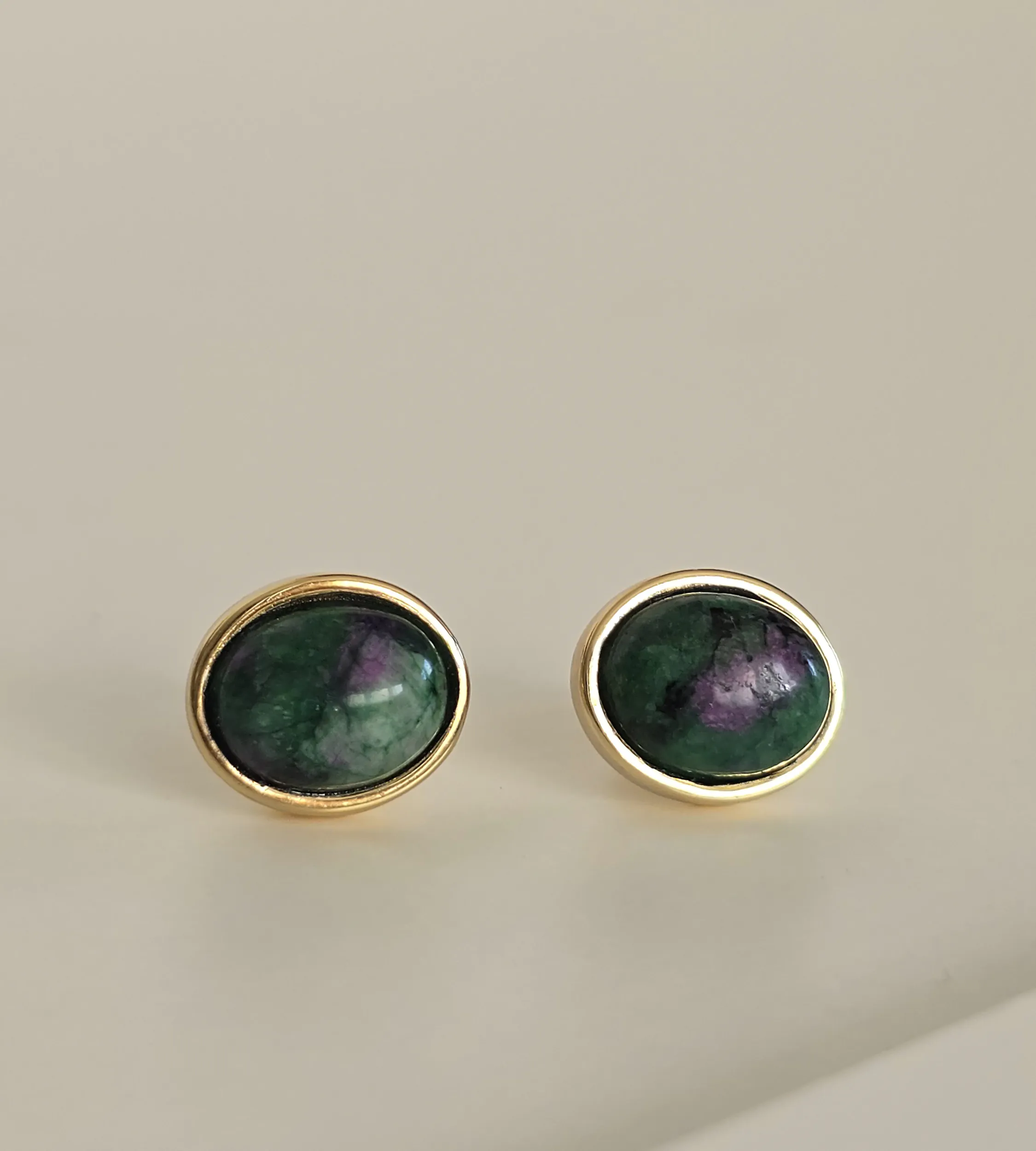 Kolczyki z zielonym kamieniem srebro pozłacane