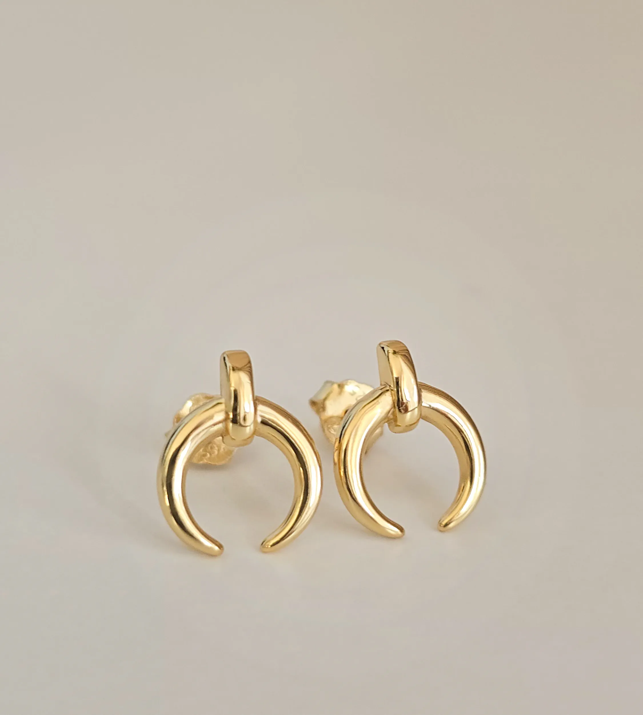 Kolczyki księżyc - srebrne pozłacane