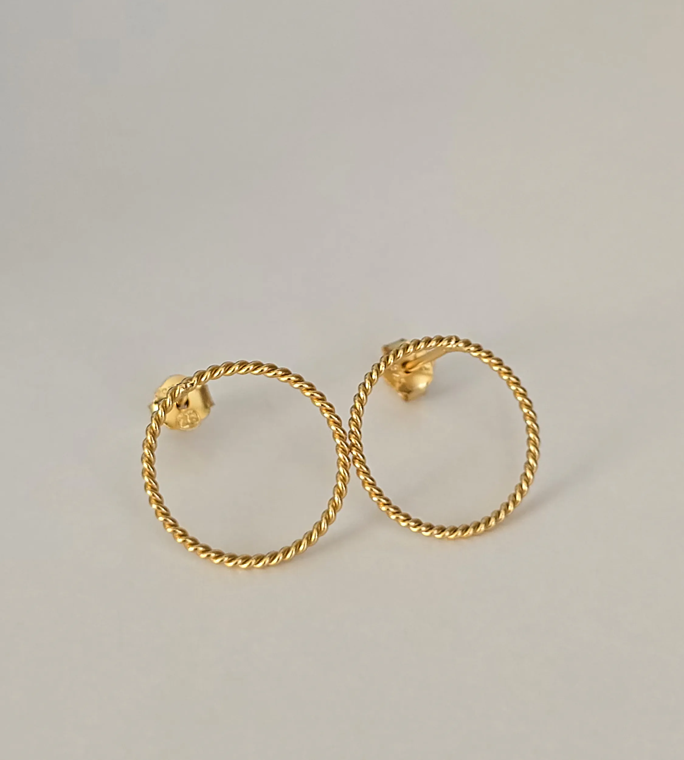 Kolczyki skręcone koła srebrne pozłacane