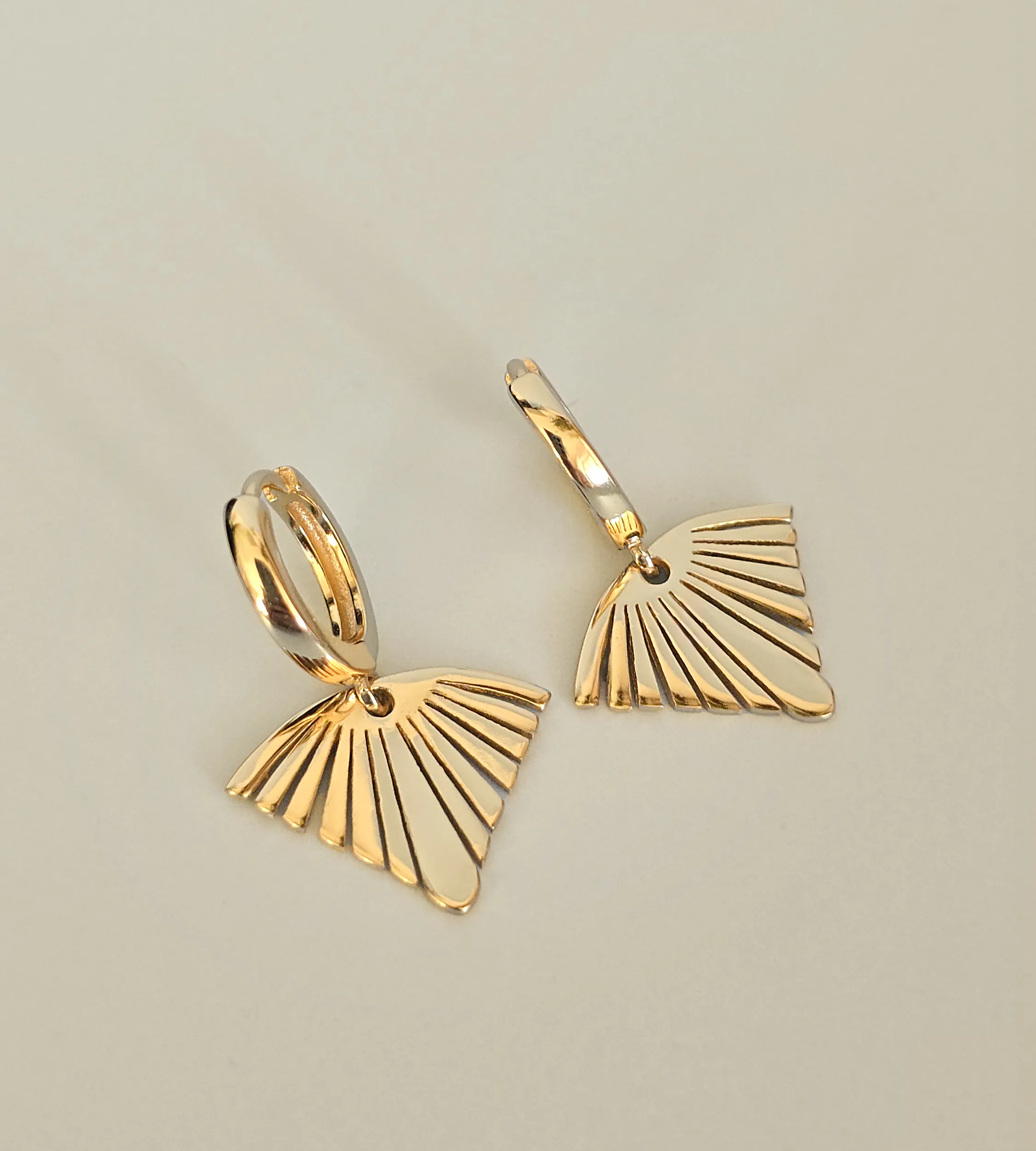 Kolczyki art deco wachlarze srebrne pozłacane