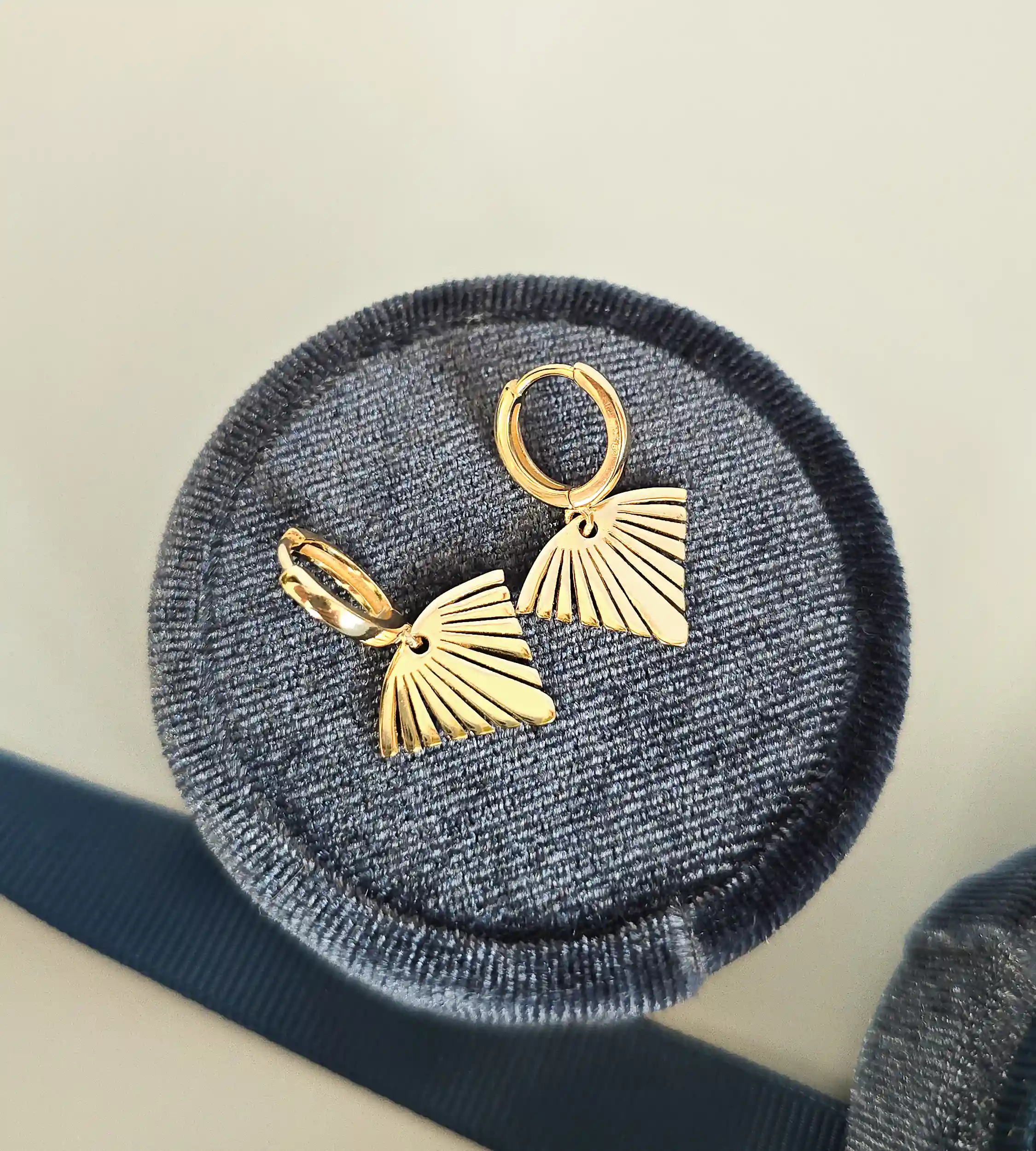 Kolczyki art deco wachlarze srebrne pozłacane