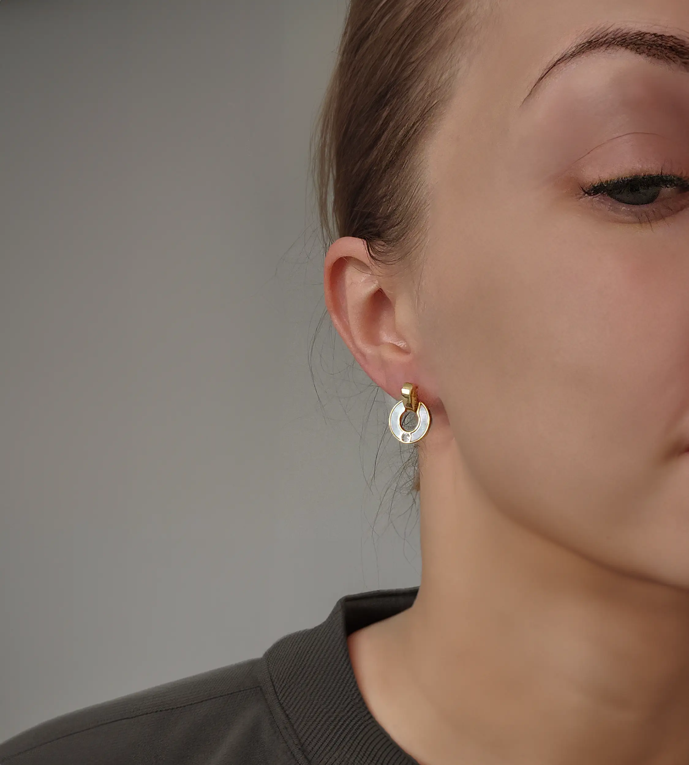 Kolczyki masa perłowa srebrne pozłacane