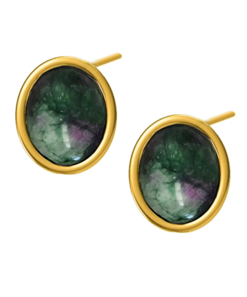 Kolczyki z zielonym kamieniem srebro pozłacane