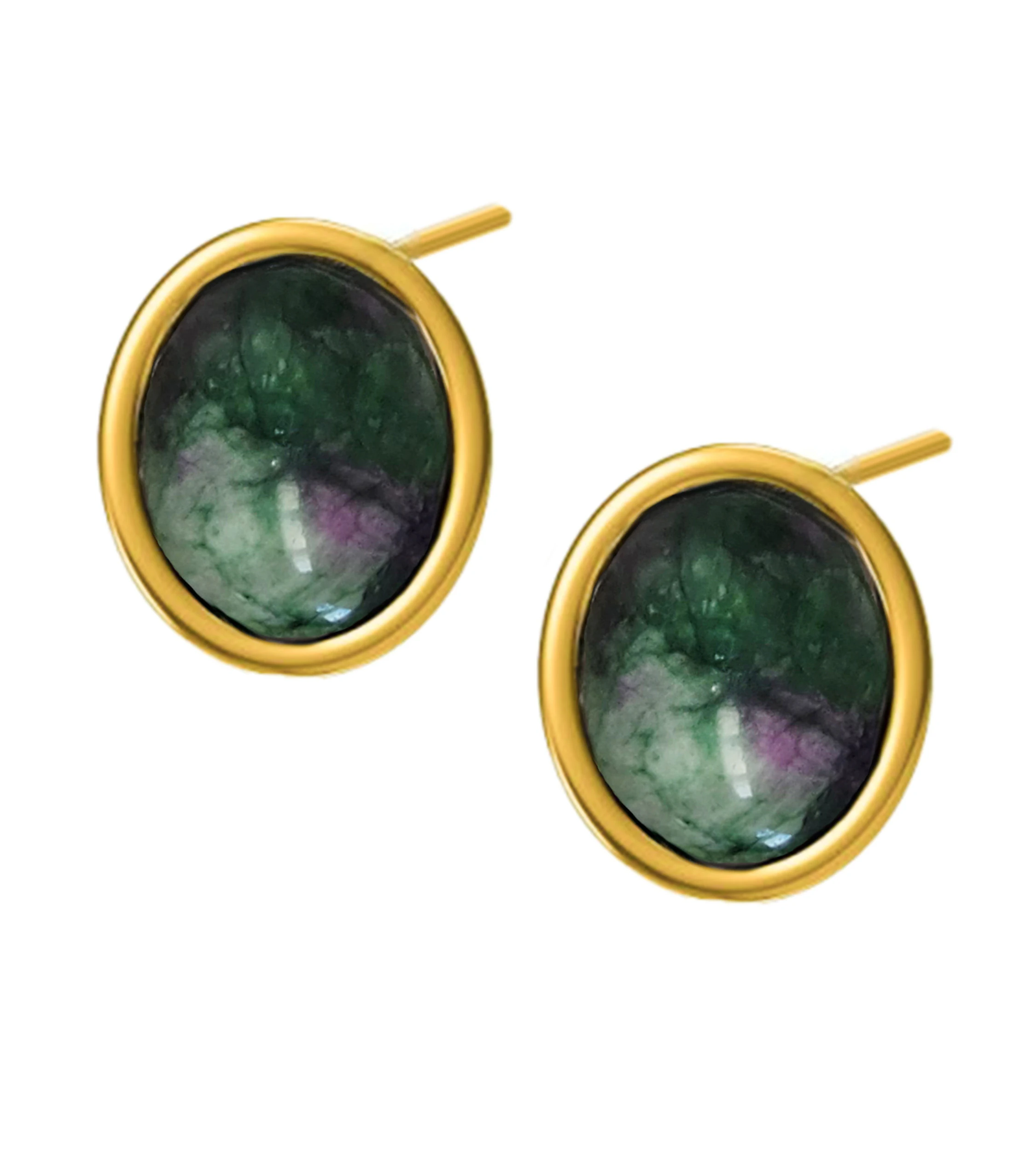 Kolczyki z zielonym kamieniem srebro pozłacane