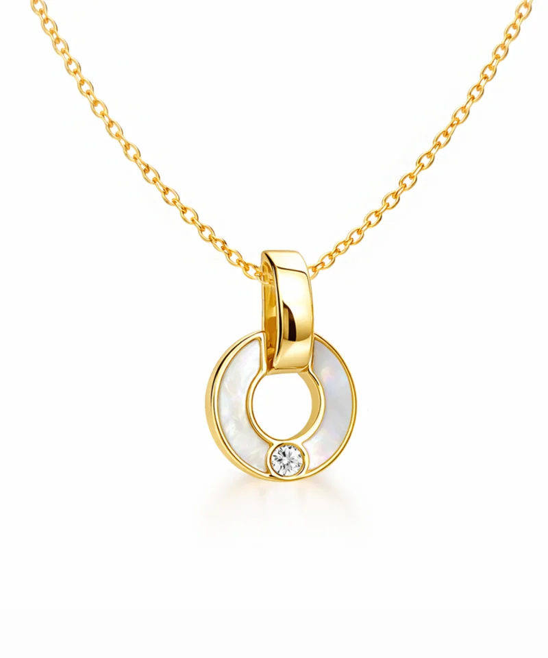 Naszyjnik masa perłowa srebro pozłacane