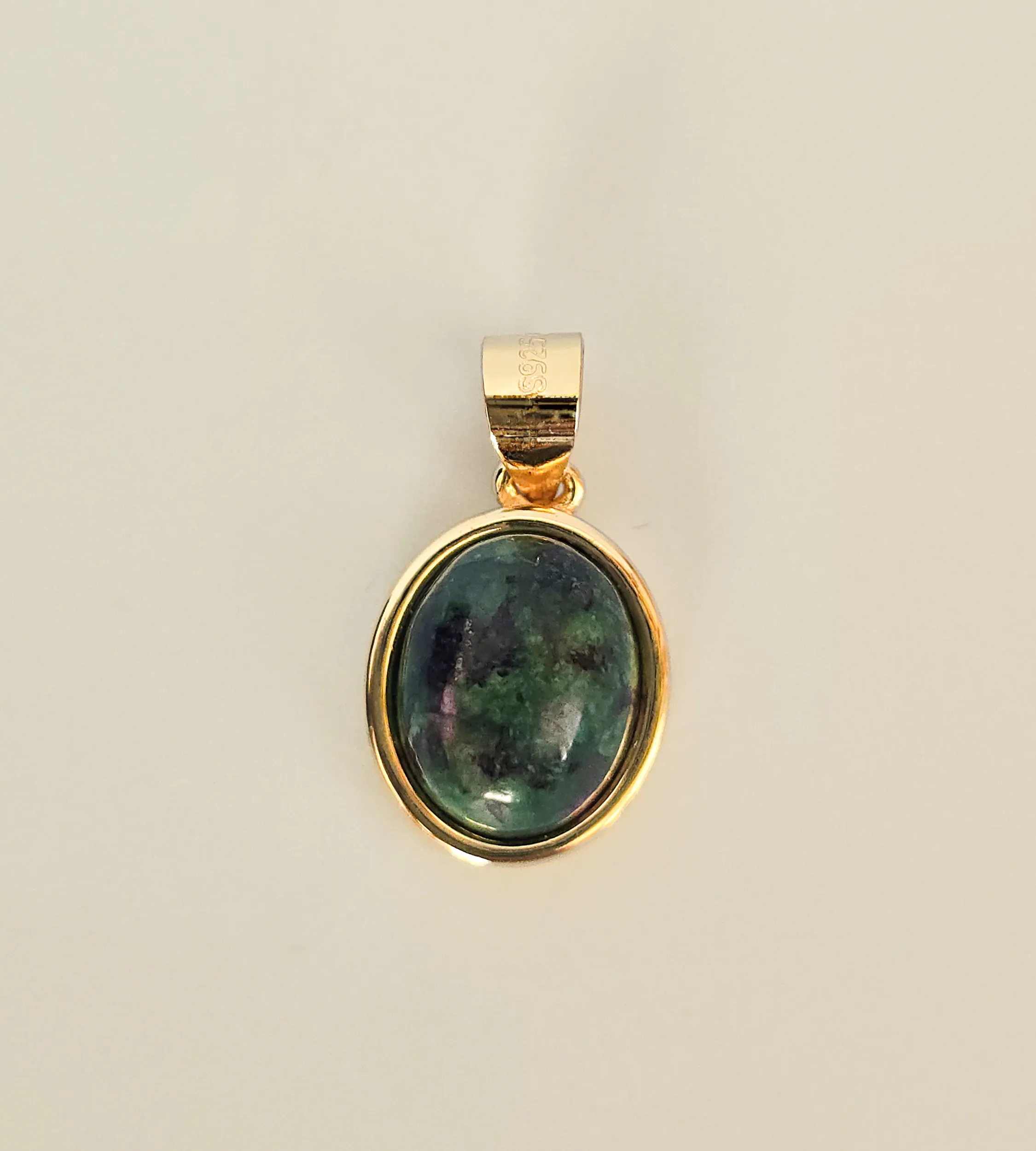 Zawieszka srebrna pozłacana - z zielonym kamieniem