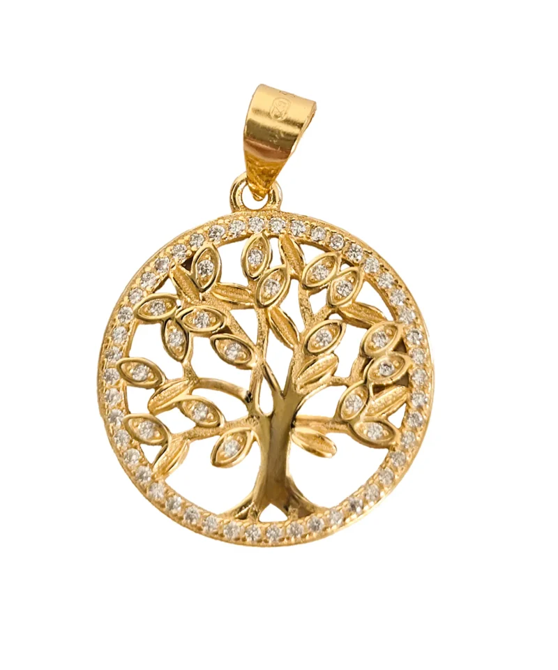 Zawieszka srebrna pozłacana - drzewo życia