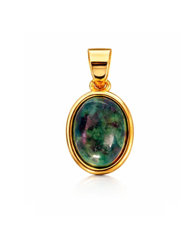 Pozłacana zawieszka z zielonym naturalnym kamieniem