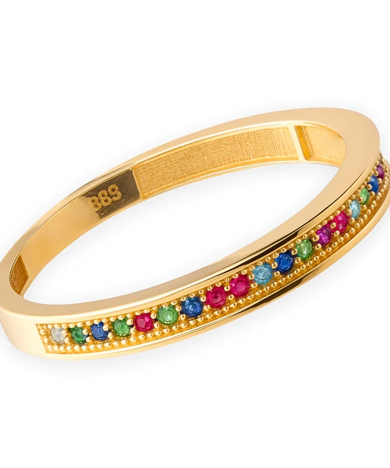 Złoty pierścionek 585 z kolorowymi kamieniami