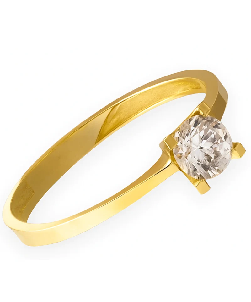 Złoty pierścionek 585 z błyszczącym kamieniem