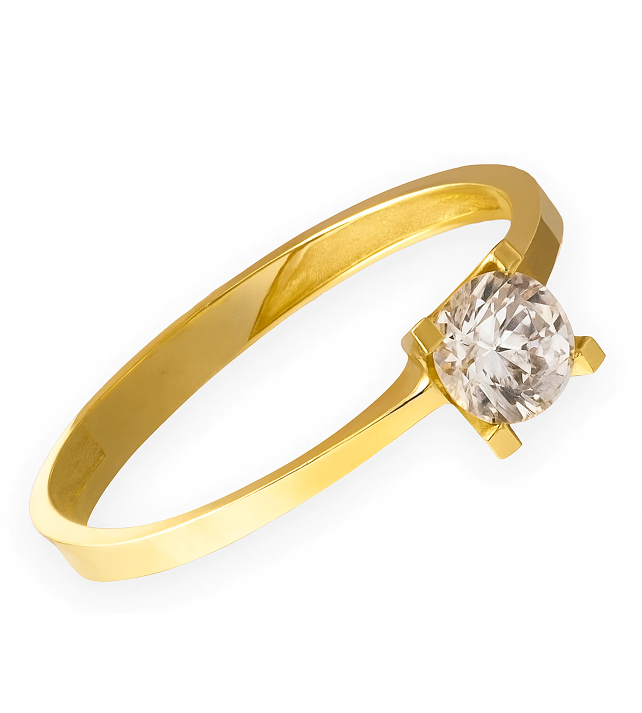 Złoty pierścionek 585 z błyszczącym kamieniem