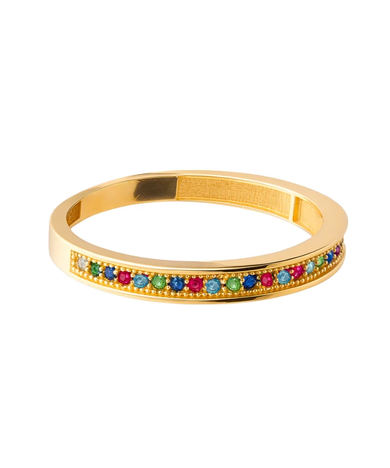 Złoty pierścionek 585 z kolorowymi kamieniami