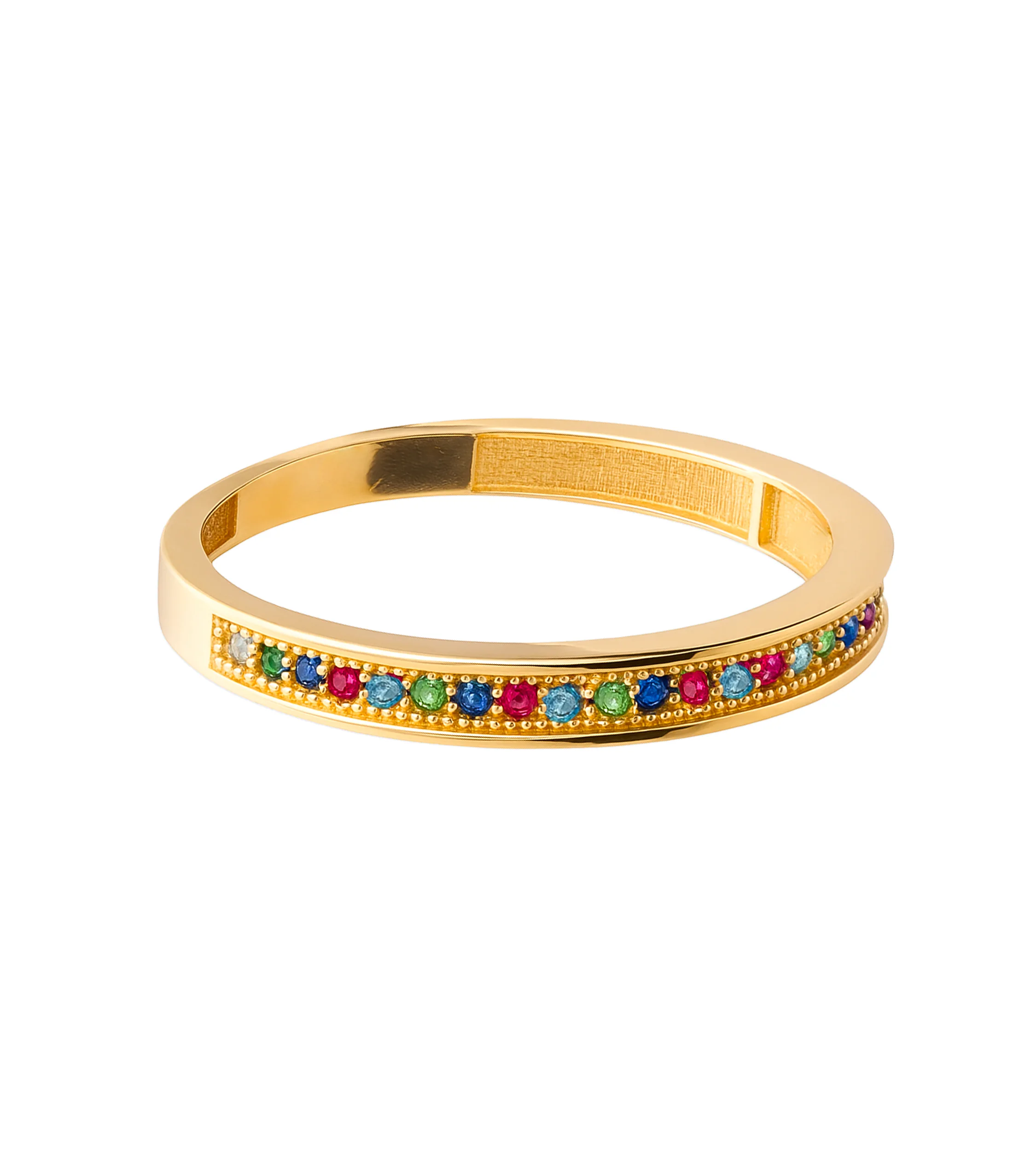 Złoty pierścionek 585 z kolorowymi kamieniami