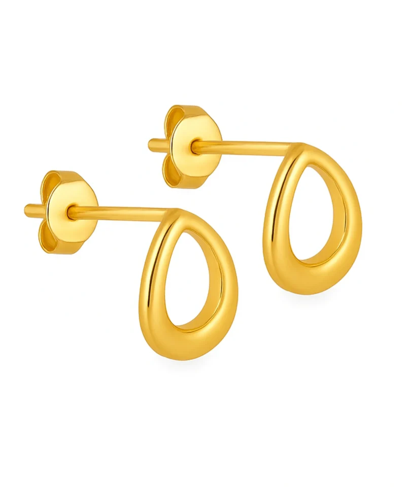 Kolczyki łezki złote - małe kolczyki złote w kształcie łezki na sztyft