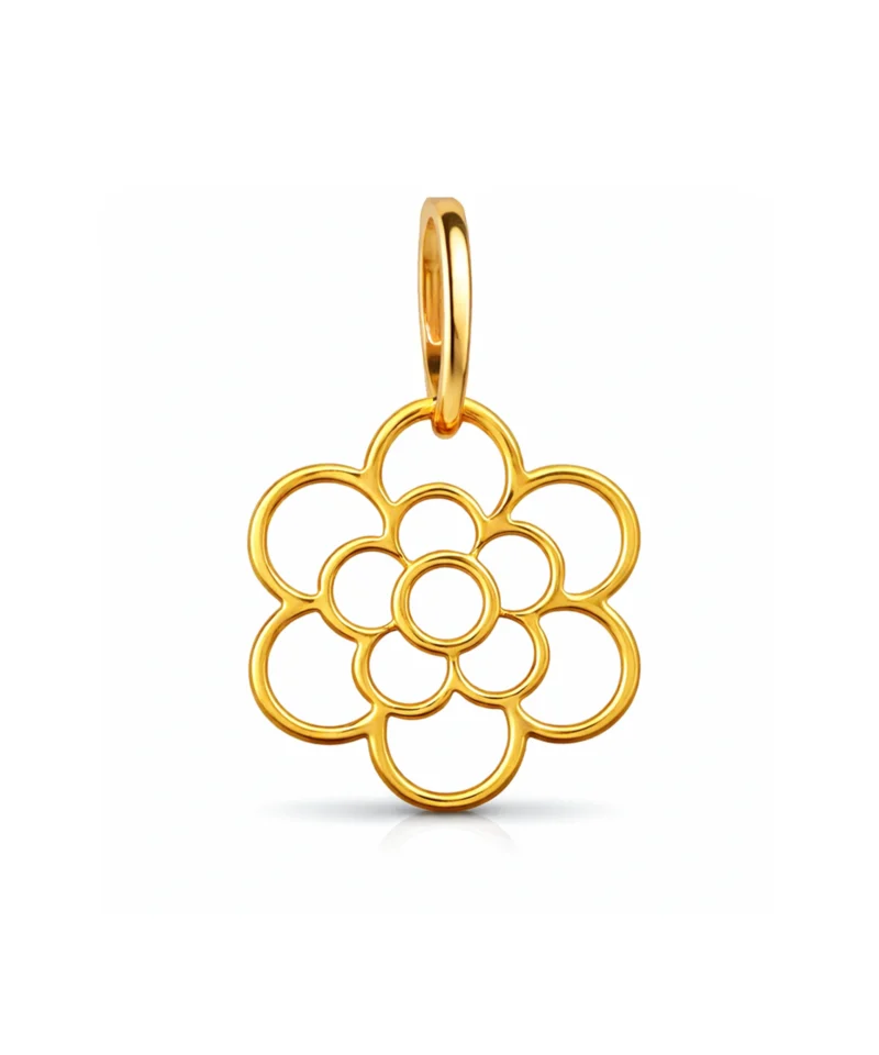 Złota zawieszka ażurowy wzór kwiatuszek