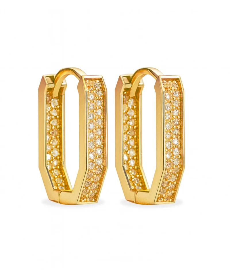 Kolczyki złote 585 owalne z cyrkoniami