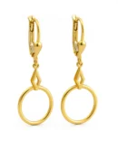 Złote wiszące kolczyki damskie kółko, zapięcie angielskie