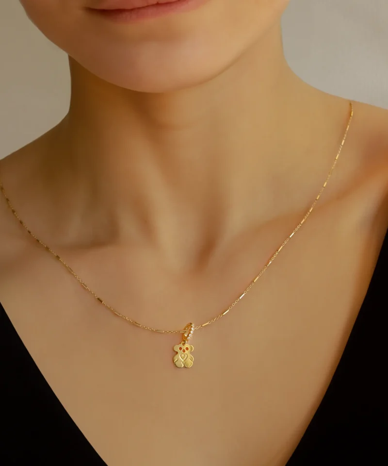 Zawieszka z misiem złota z serduszkiem