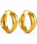 Złote kolczyki duze koła ze złota 585 - podwójne koła