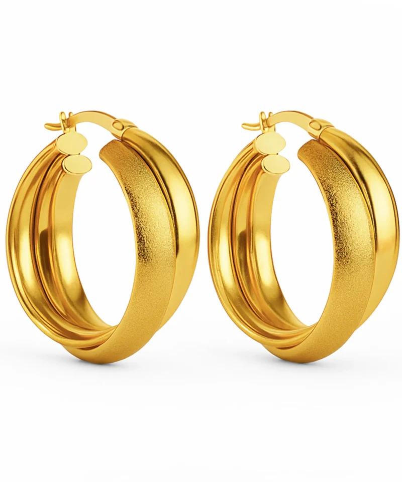 Złote kolczyki duze koła ze złota 585 - podwójne koła