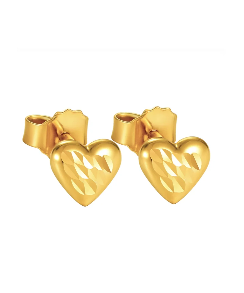 Kolczyki diamentowane w kształcie serca wykonane ze złota 585