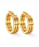 Złote kolczyki kółeczka potrójne - -kolczyki dmuchane złoto