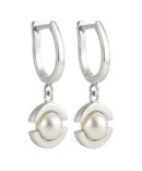 Kolczyki z białego złota wiszące z perłą