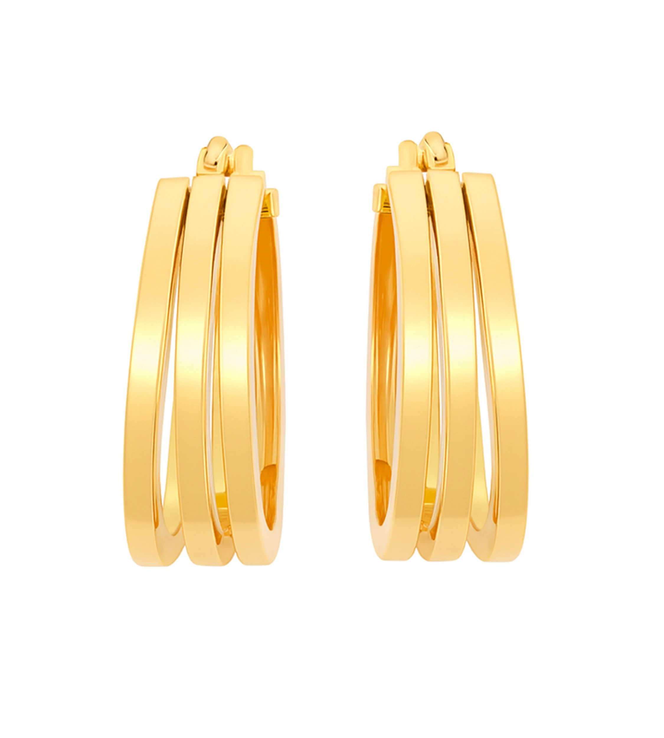 Złote kolczyki kółeczka potrójne - -kolczyki dmuchane złoto