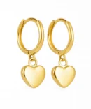 Kolczyki długie z sercem, na kreolu z kołem. codzienna biżuteria .