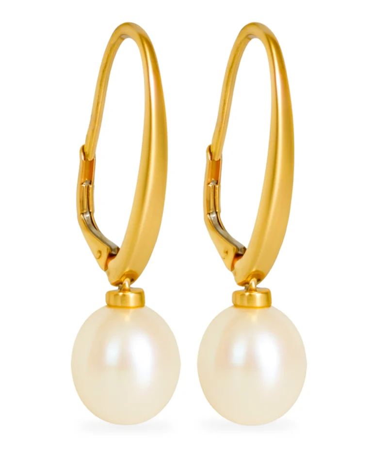 Złote kolczyki z naturalną perłą 585