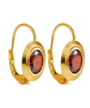Złote kolczyki z rubinem - kolczyki złote z zapięciem angielskim, wiszące, długie